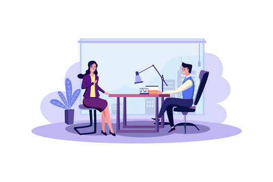 Job interview - businessman listen to candidate answers