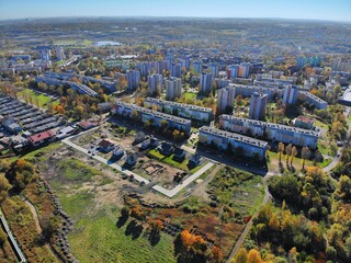 Fototapeta na wymiar Bytom city aerial view. Upper Silesia region in Poland. Szombierki district, Bytom.