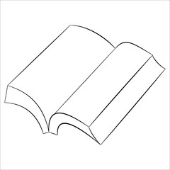 Book template, icon for web, mobile design. An open paperback book.Vector isolated on white, outline style.