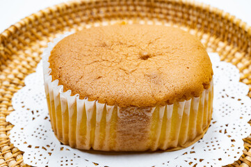sponge cake on white background