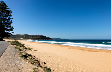 Walkway along empty beach in Sidney Australia coast