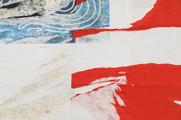 Different creased torn paper posters as background