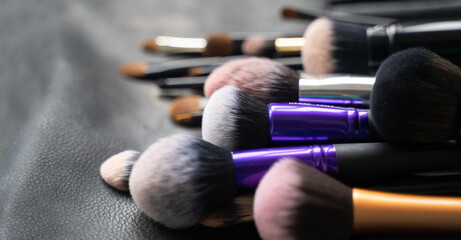 Professional make up brushes  close-up