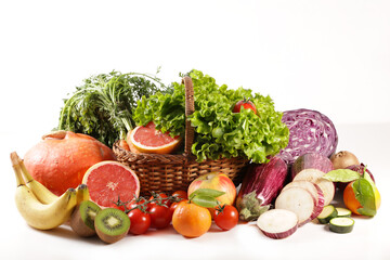 fruit and vegetable isolated on white background