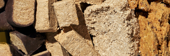 Halva concept. Trend turkish food. Sweet bakery. Cookies. Yummy dessert. Blue and yellow. Holiday recipe. Anniversary gourmet. Breakfast cake slice. Different assortment