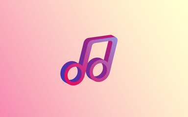 3d Music Note on a gradient background