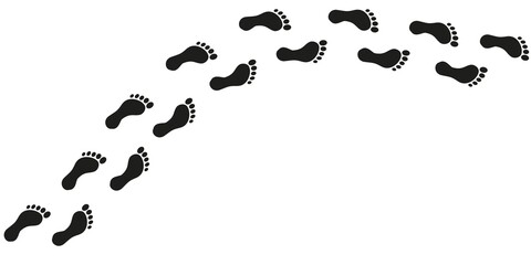 Traces on a white background. Footprints. Human feet