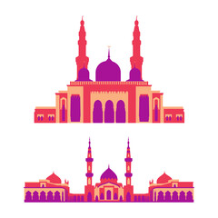 Simple flat style illustration. vector of a mosque collection set illustration. illustration of Ramadan Kareem