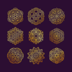 Mandala collection set vector illustration. Vintage decorative elements. Hand drawn background. Islam, Arabic, Indian, ottoman motifs.