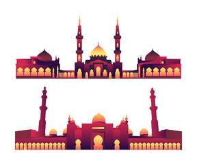 Modern Flat Elegant Islamic Mosque Building. beautiful mosque illustration.