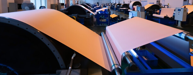 Manufacturing circuit board copper foil modern manufacturing assembly line. Digital industrial workshop. Industrial background elements.