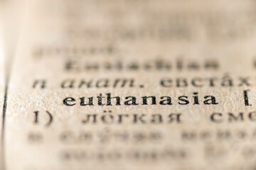 euthanasia word dictionary - obrazy, fototapety, plakaty