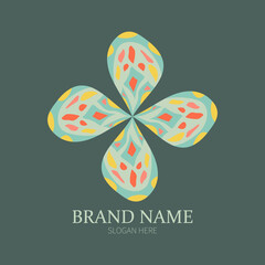 Ethnic colorful abstract flower pattern logo