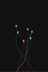 icons of planes.planes flying in different directions. icon of different ways.flight