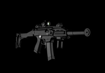 Modern automatic rifle isolated on black background. Weapons for police, special forces and the...