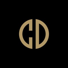 Fototapeta premium Elegant curve line vector logotype. Linear creative fancy monogram, logo design letter CD