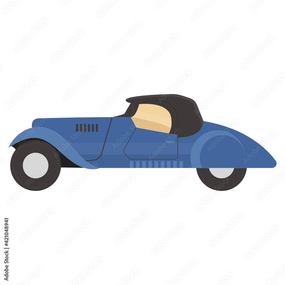 Sticker 
Vintage car icon of flat style, retro transport  

