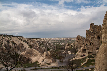 Fototapeta na wymiar lunar like landscape of Cappadocia in Anatolia, Turkey. consists of fairy chimneys rock formations .