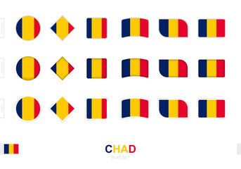 Chad flag set, simple flags of Chad with three different effects.