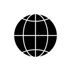 Globe icon. World wide web symbol black silhouette. Vector illustration isolated on white