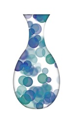 glass vase with blue abstract pattern