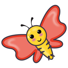 
Flying insect icon of flat cartoon style,  

