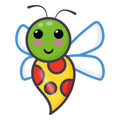 
Lady beetle insect, flat cartoon icon of ladybird 

