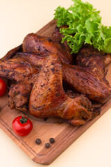 Grilled chicken wings. Low-carb and high-fat food. Menu for carnivore or keto diet
