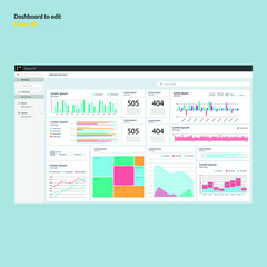 Dashboard graphs power bi. Graph report. Business and finance. EPS10
