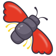 
Flying insect icon of flat cartoon style,  

