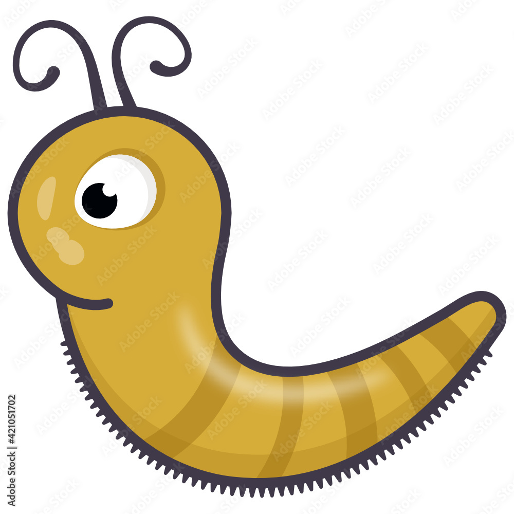 Wall mural terrestrial invertebrate, flat icon of earthworm