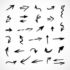 Vector set of hand-drawn arrows, elements for presentation