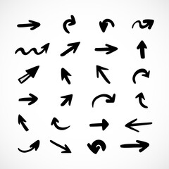 Vector set of hand-drawn arrows, elements for presentation