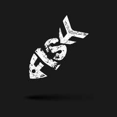 White fish on a dark background Lettering grunge texture in the word fom fish Modern art pattern creative design elements for layout banners posters menu covers Gothic fish icon Vector graphics