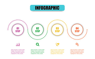 Presentation business infographic template with 4 options. Vector circle design template infographic for illustration. Creative concept circle thin line infographic design presentation four steps.
