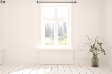 Fototapeta premium White empty room. Scandinavian interior design. 3D illustration