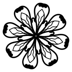 
Linear icon of mandala flower, tropical flourish tattoo 

