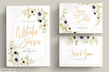 Watercolor poppy anemone invitation card