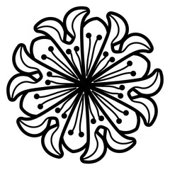 
Linear icon of mandala flower, tropical flourish tattoo 

