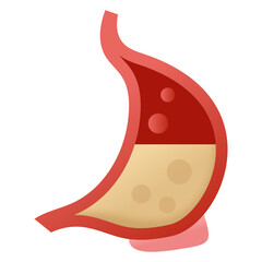 
Acidity icon in flat style, stomach disorder 

