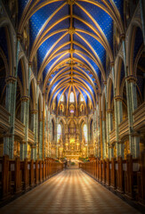 Fototapeta na wymiar Interior of Notre-Dame Cathedral Basilica, Ottawa, Ontario, Travel to Canada