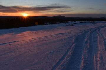 A sunrise on a February morning, Sainte-Apolline, Québec