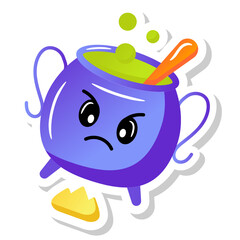 
A halloween caldron, sticker design vector 

