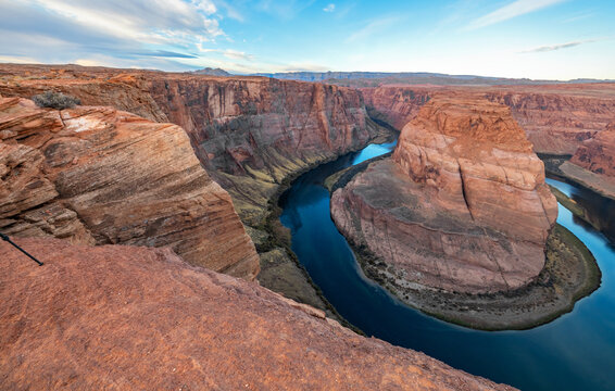 Arizona meander Horseshoe Bend of the Colorado River in Glen Canyon, beautiful landscape, picture for a postcard, big board, travel agency