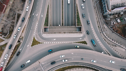 Highway Traffic Aerial View - Rush hour and high traffic