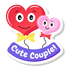 
Cute heart balloons in sticker design 

