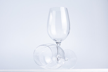 Empty wine glass isolated on white