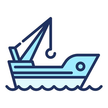 Marine port crane ship icon. Outline Marine port crane ship vector icon for web design isolated on white background