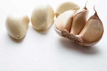Isolated garlic. Raw garlic with segments isolated on white background, with clipping path