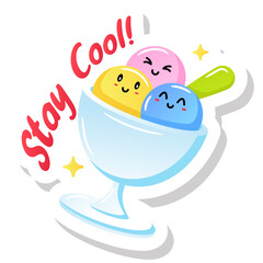 
A cone ice cream design in flat printable sticker

